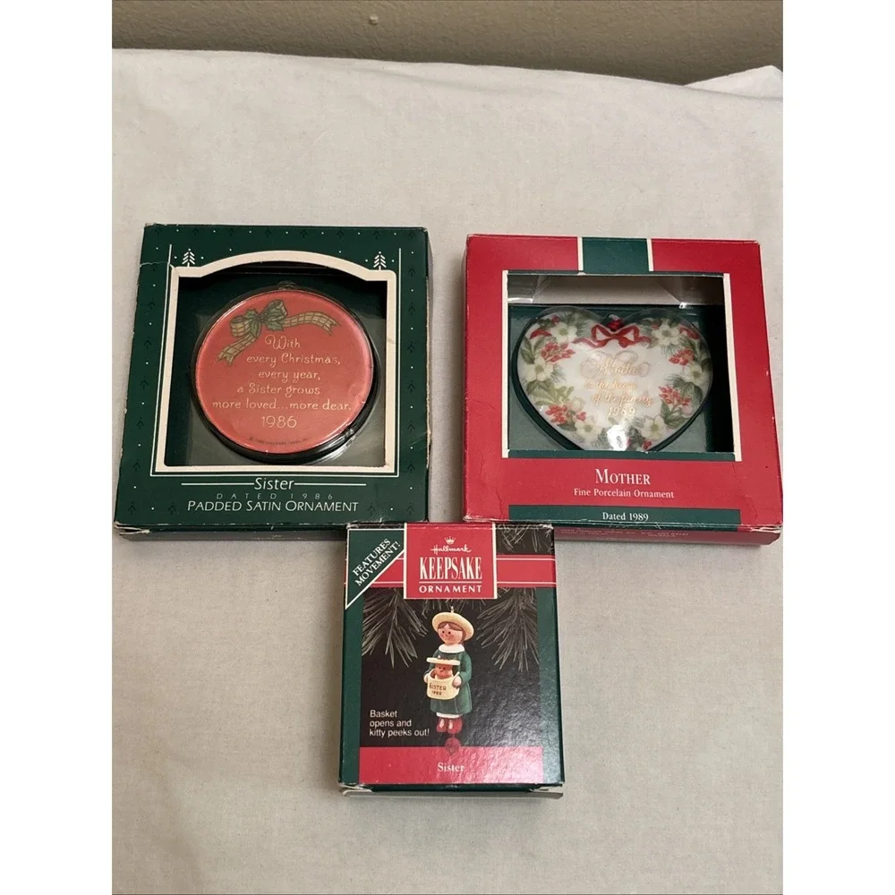 Hallmark Keepsake Ornaments Vintage Lot of 3 Mother Sister 1986 1989 1992